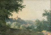 Landscape from the french painter Pierre-Henri de Valenciennes. View of the Palace of Nemi, Pierre de Valenciennes